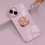 EYZUTAK Elektroliz Manyetik Halka Tutucu Kılıf iPhone Yeni, 360 Derece Döndürme Metal Anti-Damla Parmak Yüzük Tutucu Mıknatıslı Araç Tutucu Yumuşak İnce Silikon Darbeye Dayanıklı Kapak - Mor