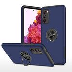 EYZUTAK Samsung Galaxy S22 5G için Kılıf, 360 Derece Döndürme Manyetik Metal Parmak Yüzük Tutucu Mıknatıslı Araç Tutucu İç Silikon Kamera Korumalı Parlak Düşmeye Karşı Sert Kapak - Mavi