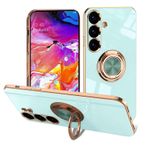EYZUTAK Samsung Galaxy S24 için elektroliz manyetik halka tutucu, 360 derece dönebilen metal anti-damla parmak halkası tutucu, mıknatıslı araç tutucu, yumuşak, ince, silikon, darbeye dayanıklı kapak -