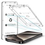 EZ-GLAZ 2 Paket [Çevre Dostu ve Cam Atıklarını Azalt] iPhone 15 Pro için Ekran Koruyucu [6,1 inç] 9H Sertlik Çizilmeye Dayanıklı Temperli Cam Film, 20 saniye otomatik uyum ve Kurulum Kolaylığı