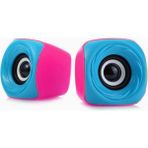 Ezeey T11 Mini USB 2.0 Hoparlör 1+1 Ses Bombası USB Stereo Speaker - Mavi Pembe - Mavi - Pembe