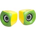 Ezeey T11 Mini USB 2.0 Hoparlör 1+1 Ses Bombası USB Stereo Speaker - Yeşil Sarı - Yeşil - Sarı