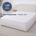 Ezgi %100 Pamuk Bambu Lastikli Çarşaf Tipi Fitted Alez 100 x 200 – Sıvı Geçirmez Yatak Koruyucu - 100 x 200 cm - Beyaz
