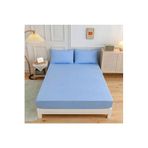 Ezgi Çift Kişilik Lastikli Kumaş Çarşaf + 2 Yastık Kılıfı Mavi 180x200, CiftCarsafSeti