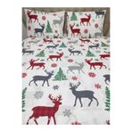Ezgi Çift Kişilik Ranforce Yılbaşı Desen Nevresim Takımı, 200x220 cm, Geyik Desen