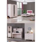Ezgi Lux Genç Odası - 3 Kapılı Dolap, Karyola, Komodin, Masa, Şifonyer, Kitaplık