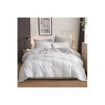 Ezgi Tek Kişilik Yorgan Kılıfı 1 Adet Yastık Kılıfı Ekose Desen 160x220 cm Beyaz, EKOSEYORGANTEK