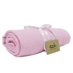 Ezh 120x110 cm %100 Pamuklu 4 Kat Pembe Müslin Bebek Battaniyesi