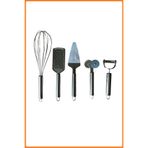 EZMK Ev Gereçleri Balsa Beşli Mutfak Seti, Çırpıcı, Spatula, Soyacak, Pizza Kesici, Rende, 5'li