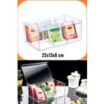 EZMK EV GEREÇLERİ Box Up Plastik 6 Bölmeli Poşet Çay Saklama Kutusu - Poşet Çay Kutusu, Bitki Çay Kutusu, Şeffaf Renk