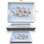 Ezmk Ev Gereçleri Çay Kahve Sunum Tepsisi, Beyaz Renk, 1 Adet, 37X27 cm - Beyaz - Gümüş