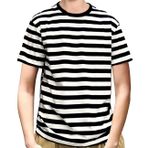 Ezsskj Erkek Pugsley Addams Gömlek Siyah Beyaz Çizgili Mime Tişört Cadılar Bayramı Kostümleri Bank Robber Tişört Medium