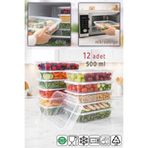 Ezupack 12li 500ml Eko Sızdırmaz Kapaklı Mikrodalga Difriz Derin Dondurucu Buzluk Düzenleyici Saklama Kabı