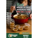 Ezupack 25 Adet Sızdırmaz 120 ml Mini Saklama Kabı Sosluk Buzluk Kabı, Et Suyu, Kemik Suyu, Sos Kabı Mutfak