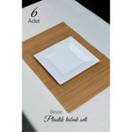 Ezupack 6'lı Beyaz Renk LÜX SERT PLASTİK Parti Doğum Günü Sunum Davet Nişan Söz Akrilik Mika Krist Tabak