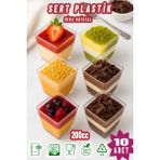 Ezupack Kübik Prizma Mika Magnolya Bardağı Kase Plastik Şeffaf Sunum Kabı 200CC 20ADET Tatlı&meze Salata
