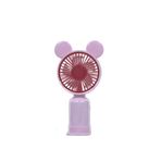 F-12 Mini Taşınabilir Fan Şarjlı 2 Kademeli Ledli Ayıcık Kulak Vantilatör Klima Soğutucu F-1206 Pembe