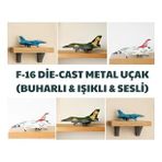 F-16 Die-Cast Çek Bırak Şarjlı Metal Uçak - Buharlı, Işıklı ve Sesli Model