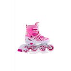 F-SPORTS Pembe Ayarlabilir 2+2 Işıklı Metal Alıştırma Pateni Çantalı Pembe