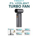 F1 Violent Turbo Jet Fan 7 Başlık 130000RPM Ultra Güçlü Motor Güçlü Vakum 4000MAH Bataryalı Üflemeli - Siyah