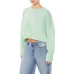 F21 Düşük Omuzlu Crop Kazak - Açık Yeşil - XL