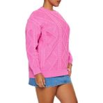 F21 Plus Size Baklava Desenli Kazak - Pembe - 46