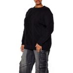 F21 Plus Size Baklava Desenli Kazak - Siyah - 50