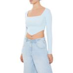F21 Ribanalı Crop Kazak - Mavi - XS