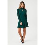 F21 Şifon Göğüs Dekolteli Elbise - XS - Koyu Yeşil
