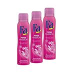Fa Pink Passion Deodorant Sprey, Çiçek Kokusu, 3'lü Set