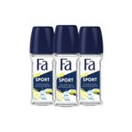 Fa Sport Roll-On 50 ml Erkek Deodorant - 3 Adet 48 Saat Kalıcı Turunçgil Ferahlığı