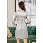 Faal 5913 Kadın Saten Bride Sabahlık-Gri - M