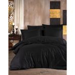 Faal Çizgili Siyah Pamuk Saten King Size Nevresim Takımı - 220 x 240 cm