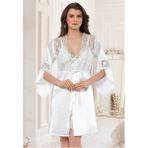 FAAL DANTEL DETAYLI SATEN GECELİK SABAHLIK TAKIM 2118 BEYAZ 2XL