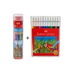 Faber Castell 12 Li Tüp Kuru Boya + 12 Renk Keçeli Kalem