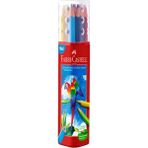 Faber-Castell 12 Renkli Üçgen Kuru Boya Kalem Seti Plastik Tüp ile 3+ Yaş İçin Eğlenceli Aktiviteler