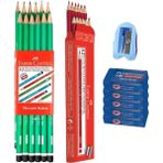 Faber Castell 12'li Dereceli Kurşun Kalem ve 12'li Kırmızı Kopya