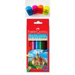 Faber Castell 12'li Tam Boy Kuru Boya Kalemi + 1 Adet Perfect Grip Üçgen Kalemtıraş
