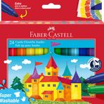 FABER-CASTELL 154324 Jumbo keçeli kalem seti, 24 keçeli kalem, süper yıkanabilir, çocuklar için boyama seti