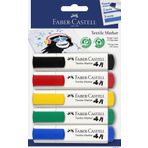 Faber-Castell 159520 - Standart renklerde tekstil kalemi, açık renkli kumaşlar için uygundur, 5'li paket, bebek partileri, çocuk doğum günleri, bekarlığa veda partileri için ideal