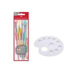 Faber Castell 4'lü Pastel Renkli Fırça ve 1 Adet Resim Paleti