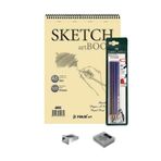 Faber Castell 65421000 Karakalem Eskiz Çizim Seti (Dereceli Kalemler, Hamur Silgi ve Eskiz Defteri Sketchbook)