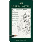 Faber-Castell 9000 Dereceli Kurşun Kalem Seti, 12’li (8B, 6B, 4B, 2B, B, HB, F, H, 2H, 3H, 4H, 5H), Naturel Siyah, Teknik Çizim ve Eskiz İçin, Dayanıklı Uç, Sanat ve Grafik Çalışmaları