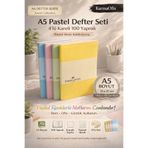 Faber Castell A5 Pastel Defter Seti 4'lü – 100 Yaprak Kareli A5 Defter Pastel Renkli Okul Ofis Not Defteri