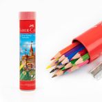Faber-Castell Altıgen Metal Tüp Adel Jumbo Boy Kuruboya 12 Renk
