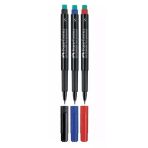 Faber-Castell Asetat Kalemi (S) 3'Lu Siyah-Kirmizi-Mavi