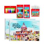 Faber-Castell BTS2022Z1027 Kuru Boya-Sulu Boya-Keçeli Kalem-12 Renk Pastel Boya Ve 25x35 Spiralli 2 Adet Defter Seti