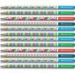 Faber-Castell Bubble 2B Yuvarlak Kurşun Kalem 12'li Renkli Desenli Ergonomik Tasarım