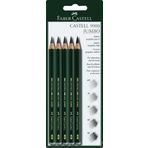 Faber-Castell Castell 9000 119200 kurşun kalem, kauçuk uçlu, sertlik derecesi HB Jumbo Set HB, 2B, 4B, 6B & 8B