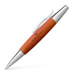 Faber-Castell E-Motion Tükenmez Kalem, Krom/Ahşap Gövde, Mekanizmalı, Kahverengi, B Uç, Yüksek Kapasiteli Siyah Refil